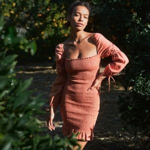 Reformation Hilary Dress in Salmon